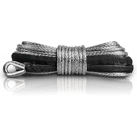 ZESUPER 1/4''x 50ft 10000LBs Synthetic Winch Rope Winch Rope Cable for SUV ATV UTV Vehicle Boat Car (Gray) Cover