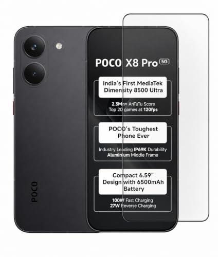 Image of Military-Grade Tempered Glass Screen Protector Compatible for Poco X8 Pro with Edge to Edge Coverage and Easy Self Installation kit (POCO X8 Pro)