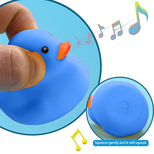 Bath Duck Toys 16 Pcs Blue Mini Rubber Ducks Squeak And Float Duckies Baby Shower Toy Party Decoration For Toddlers Boys Girls #TOP1