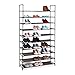 Relaxdays Scarpiera in TNT Sistema ad Incastro, a 10 Livelli, per 50 Paia di Scarpe, HLP 5 x 176 x 28 cm, Marrone, Plastica Metallo Ferro, 1 pz
