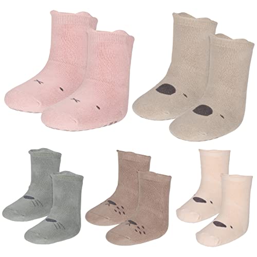 FRCOLOR 5 Calcetines Antideslizantes Niña Transpirable Cómodo Duradero para Recién Nacido y Uso Diario Fiesta Deporte