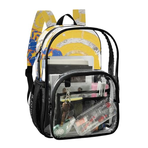 Scorpio Acrylic Painting Style Blue Yellow Backpack Clear For School Clear Book Bag For Teens Transparent Heavy Duty Backpacks2