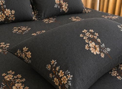 Image of Castiqa Elastic Fitted Supersoft Premium Polycotton 200TC King Size Bedsheets with 2 Pillow Covers (Fits Upto Mattress of 8Inches) (Gray, Full 72x78x8Inch)
