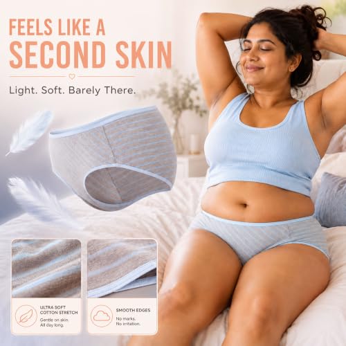 Image of Chic 100% Cotton Harmony Stripe 04 Set of 3 Panty for Women | Women's Cotton Antibacterial Brief Underwear | Soft & Breathable Fabric | Available in Plus Size