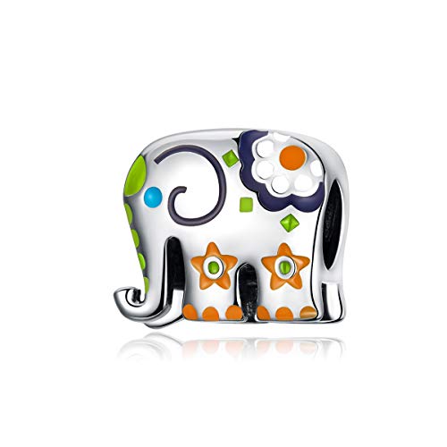 Bijoux breloque éléphant en argent 925 émail coloré fait main