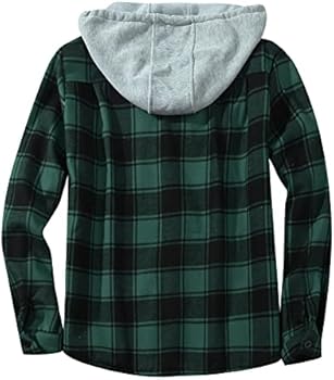 Herenhemdjack, gevoerd, fleecejack, verdikt geruit capuchonjack, herenjas, flanellen hemd, warm shirt, lichte jas, winterjas, houthakkershemd, outdoorjas B1, Kaki, L