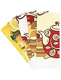 Vintage Kitchen Pantry Dish and Tea Towel Set of 5, High Absorbent 15 x 25-Inch, 100-Percent Terry Cotton, Unique Decorative Style of Celebration/Holiday/Thanksgiving Printing