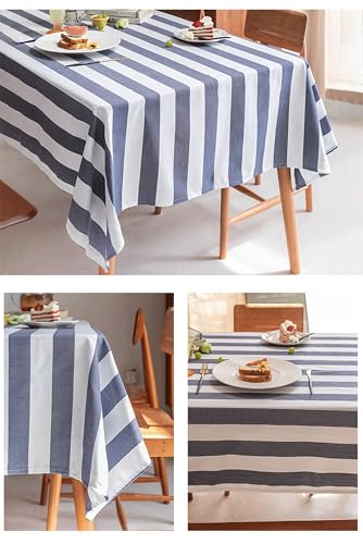 Nappe rectangulaire anti-tache en polyester bleu foncé pour protéger votre table avec style - 4