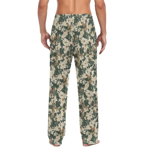 Camouflage Green Men’s Pajama Bottoms Soft Lightweight Lounge Pants with Elastic Drawstring Waist2