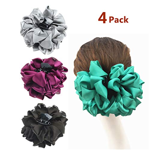 Large Hair Clips with Flower Bow Hair Claw Jaw Clips For Women Hair clamps 4 Pack
