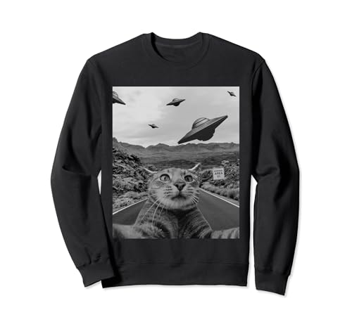 Alien Cat UFO - Chat drôle Selfie avec OVNI - UFO Funny Cat Sweatshirt