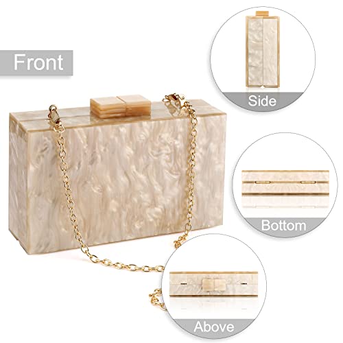 Acrylic Purses And Handbags With Marbling For Women Elegant Banquet Evening Crossbody Handbag Box Clutch (Apricot) #TOP1
