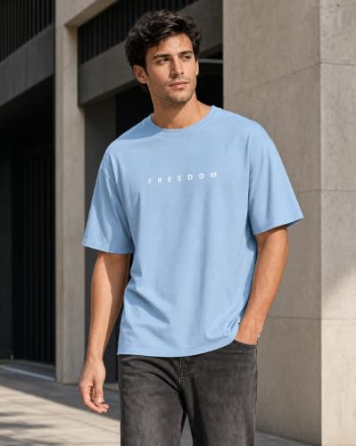 Image of Nobero Men's Oversized Graphic T-Shirt for Men | Soft Cotton | Drop Shoulder Relaxed Fit | Printed Casual Tshirt for Men
