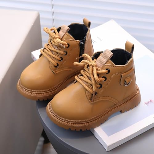 Girls Ankle Boots Side Zipper Combat Boots Non Slip Hiking Boots Casual Cowboy Boots for Toddler Little Kid Big Kid2