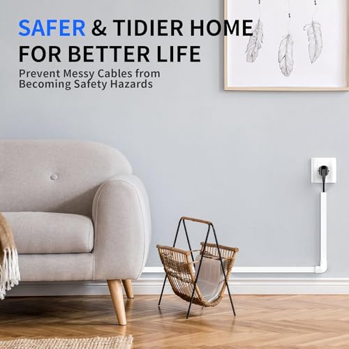 Delamu 236in Cord Hider, Single-Wire Cord Covers for Wires on Wall, Paintable Snap-on Design Wire Cover, Cable Management Kit for Corner-Mounted TVs, Easy Install Cable Raceways, W0.59 H0.4in, White by Delamu - Image 8