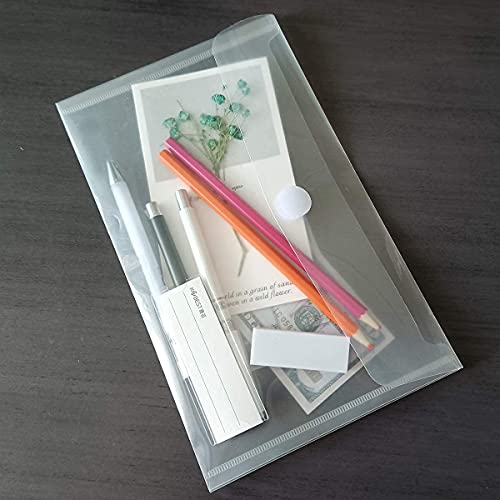 A5 Plastic Clear Envelopes Folder With Hook & Loop Closure 6X10" Invoice Receipt Cash Organization With Label Pocket 12Pcs #TOP2