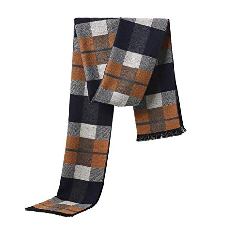 Irypulse Compruebe la franja Bufanda de gran tamaño para Hombres Khaki Grey Blue Plaid 180cm* 30cm Cover