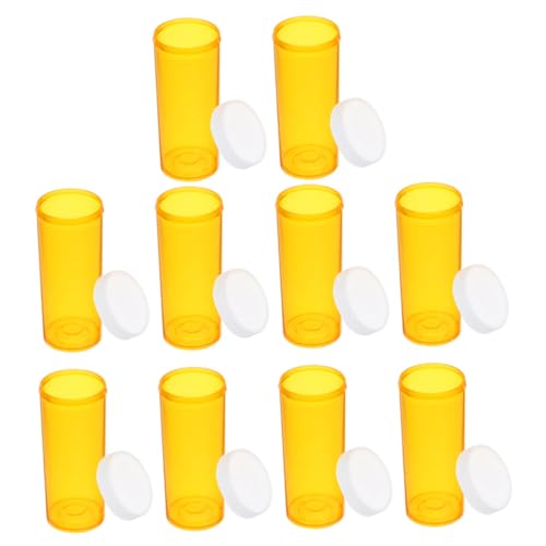 HONITANO Porta Pillole Bottiglie Vuote in Plastica Tappi 10 Pezzi Organizer Compatto Sigillato Per Farmaci Integratori Da Viaggio Uso Quotidiano