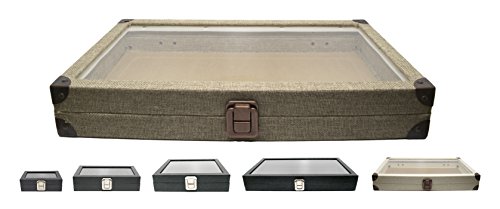 Novel Box Glass Top Burlap Display Case