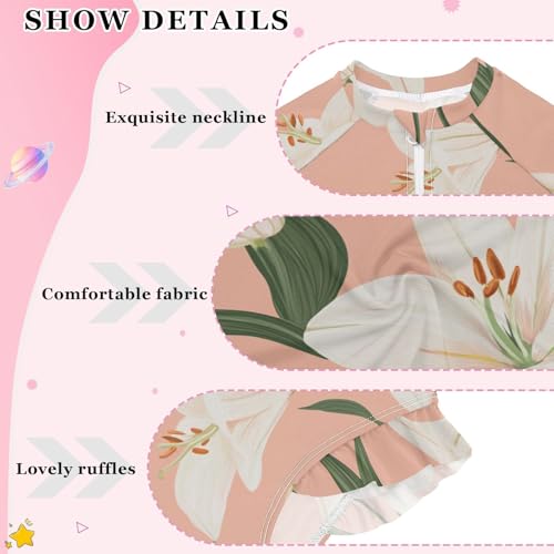 KLL Sweet Lily Blush Swimsuit Long Sleeve 1 Piecing Girls UV Protection Swimsuits Girls Bathing Suit4