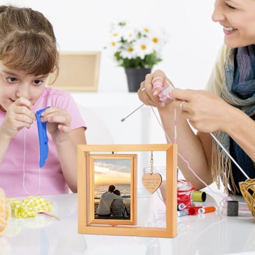 Cadre Photo DIY en Bois avec Crochet de Rangement Rotatif 360 - 3