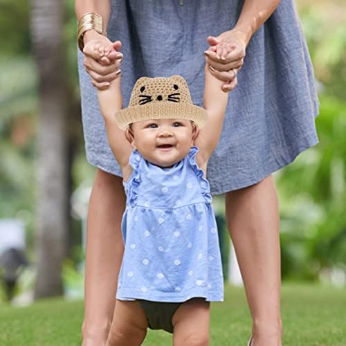 UTHCLO Boys Ear Fedora Outdoor Party Kids Cute Caps Cap Summer Beach Protection Hats Activities - Toddler Children Straw Cartoon Girls Short Cm Bucket for Folding Sun Khaki Animal Cat