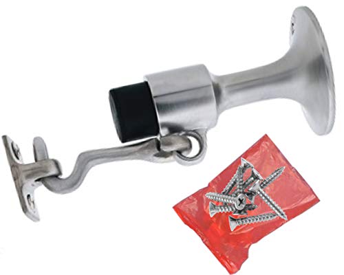 Door Stop Holder & Hook for Wall : Commercial Door Stops for Heavy Doors : Chrome Finish