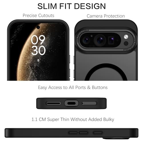 Image of YINLAI for Google Pixel 10 Pro XL Case,Magnetic Compatible with MagSafe, Slim Matte Anti-Fingerprint, Shockproof Full Body Military Grade Protection for Google Pixel 10 Pro XL Cover, Black
