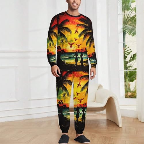 Jamaica Beach Mens Pajamas Set Long Sleeve Sleepwear Pjs Set Shirts And Bottoms Sleep Sets Loungwear2
