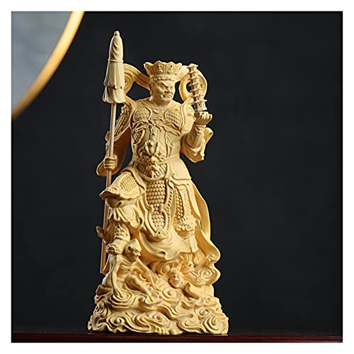 Aurh 4Pcs 18Cm Cypress Wood Boxwood 14Cm Buddha Sculpture Four Kings Wood Carving Statue Feng Shui Home Decor Tianminjiedm (Size : Cypress Wood 18Cm) #TOP1
