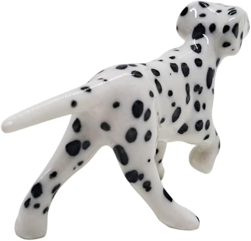 Miniatura 6 de WitnyStore Pequeña figura de perro dálmata de 2 pulgadas, color blanco y negro, pintada a mano, hecha a mano, de cerámica, cachorros, perros,