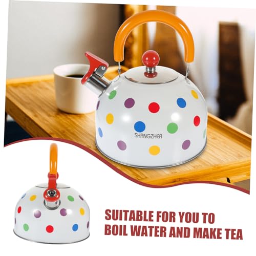 DEARMAMY Color Dot Kettle Electric Tea Kettle Bowl Hot Gooseneck Brew Flask Clear Kettle Toaster Commercial Enamel Teapot Floral Tea Kettle Tea Leaf Teapot Boiler Automatic Stainless Steel - Thumbnail 3