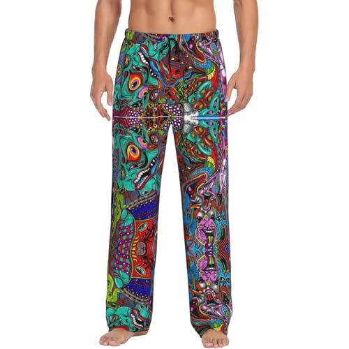 Pantalon de pyjama en flanelle de coton homme motif abstrait chaud S
