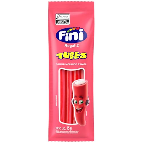Fini Tubes Morango - Contem 12 pacotes de 15g - Total de 180 gramas