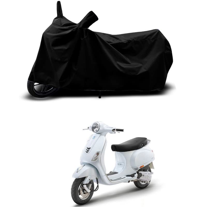 Image of 100% Scratchproof /UV-Rays /Heat Protection /Birds Dropping /Water Resistant /Dust Proof /Waterproof /Full Bike Scooty Two Wheeler Body Cover Compatible for Vespa ZX 125 BS6 All Varients[Black]