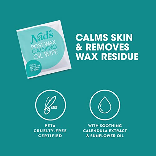 Nad’s Post Wax Calming Oil Wipes - Post Waxing Cleanser - After Wax Remover For The Skin- Refill Pack With 20Pc #TOP5