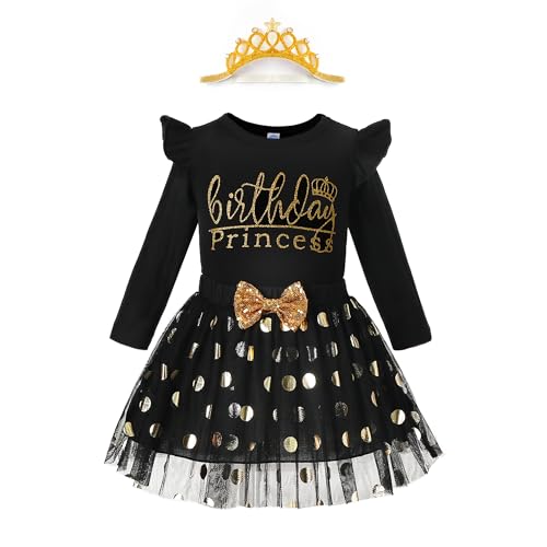 Image of LYSMuch Toddler Girls Long-Sleeve Birthday Outfits Shirt | 2T-10Y Mesh Tutu Skirt Set cake party