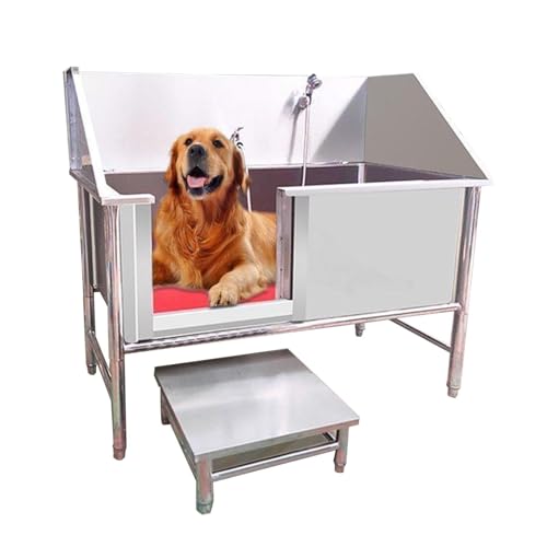 QLXYYFC Bañera para Peluquería Canina, Estación De Lavado Profesional De Acero Inoxidable para Perros En Casa, Estación De Bañera para Peluquería Canina(47in)