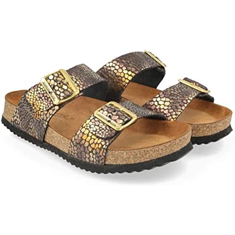 HAFLINGER Bio Andrea Leder ungefüttert Pantolette Sandale Unisex Dino Bronze Cover