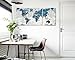 GIFTTWART Weltkarte Büro Wandkunst Leinwand für Wohnzimmer Wandbilder blau großes Kunstwerk modern Schlafzimmer Küche Esszimmer Heimdekoration