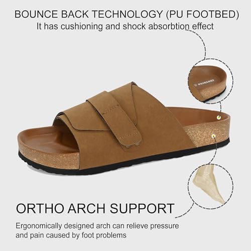 Image of Centrino Mens Cushion Sliders /Slippers| | Open Toe Design |Berkin-Style Slip-On Sandals | Lightweight & Comfortable | Arch Support | On-Grip Sole | Casual Outdoor Wear (6865)
