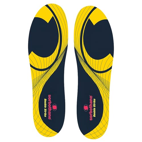 Semelles Double Strike Sorbothane taille 43 jaunes pour l'absorption des chocs et du talon