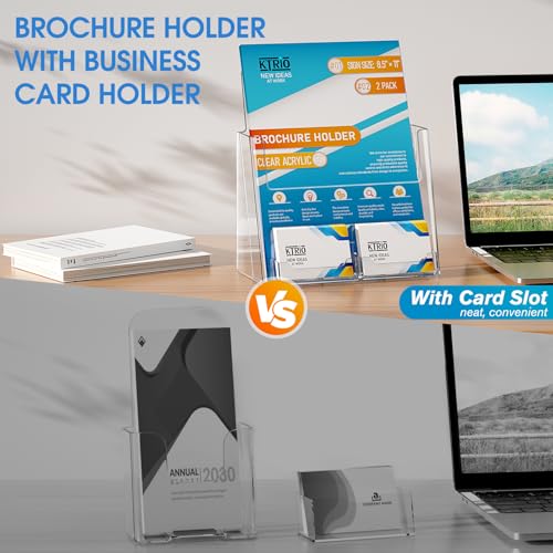 image for KTRIO 8.5x11 Inches Acrylic Brochure Holder with Business Card Holder 