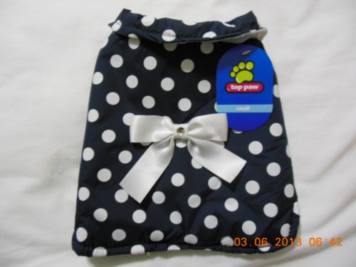 Top Paw Navy Blue with White Polka Dot Dog Jacket Size S