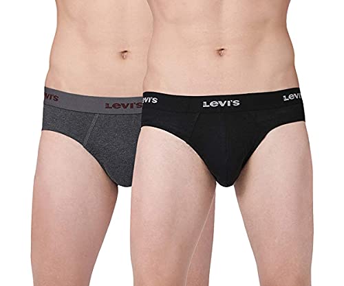 Image of Levi's Men's Cotton 100 CA-STYLE-009-NEO Brief-DK. Grey Melange,Black-P2 Classic