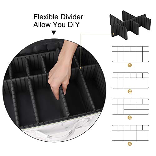 MONSTINA Cosmetic Bags 3 Layer Cosmetic Organizer Makeup Case Beauty Artist Storage Brush Box with Shoulder Strap… (Large, White)