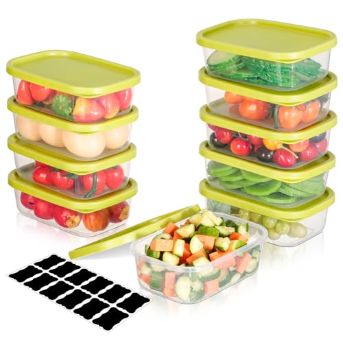 Romon Meal Prep Containers, Tapers para Comida Hermetico, Tuppers Plástico BPA-Free con Diseño Apilable, Lavables en Lavavajillas y Microondas (10 Unidades, 520ml)