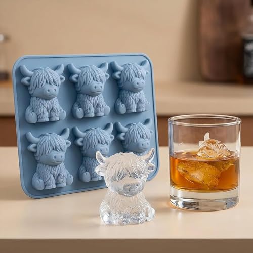 Molde para cubos de hielo 3D vaca Highland miniatura 3