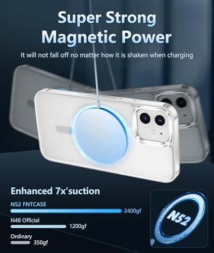 Image of FNTCASE for iPhone 12 Case Clear: iPhone 12 Pro Case Magnetic Phone Cases Compatible with Magsafe Slim Anti Yellowing Rugged Protective Transparent Cell Phone Cover (D-Sapphire Blue)