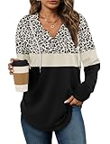 Long Sleeve Shirts for Women Early Fall Fashion Must Haves Casual Hoodies Soft Sweaters Ladies Tops and Blouses Clothing Print L Leopard Black